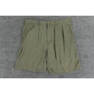 Tommy Bahama Shorts Mens XL Green 100% Silk Casual Relaxed Fit Pleated